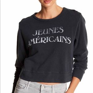 MOTHER The Mathbox Graphic Print Crop Sweatshirt